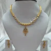 Exquisite Gold Toned Pentagon Pendant Necklace Set