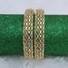 Exquisite Dual-Tone Diamond-Cut Bangles (Set of 2)