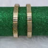 Exquisite Dual-Tone Diamond-Cut Bangles Design 5 (Set of 2)