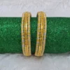 Exquisite Dual-Tone Diamond-Cut Bangles Design 8 (Set of 2)