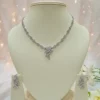 Ethereal Leaf Cascading Cubic Zirconia Necklace Set