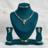 Ethereal Leaf Cascading Cubic Zirconia Golden Color Necklace Set